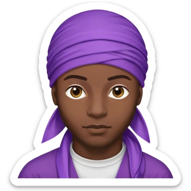African-American man with a purple durag sticker