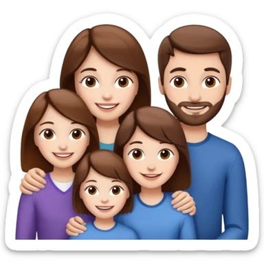 family aill white / browm hair sticker