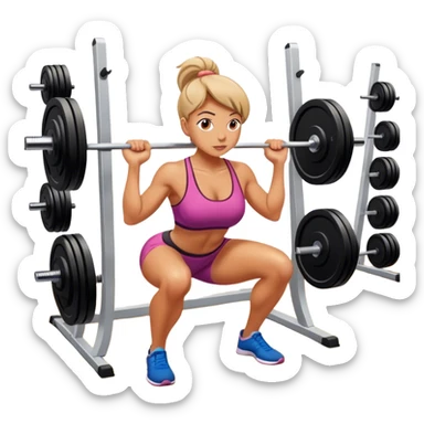 A woman is performing squats in the gym.

 sticker