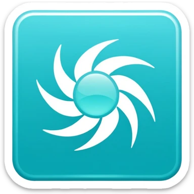 a Tiny compressed Stylized light-turquoise wind wind symbol inside a gradient white square icon, light turquoise borders icon sticker