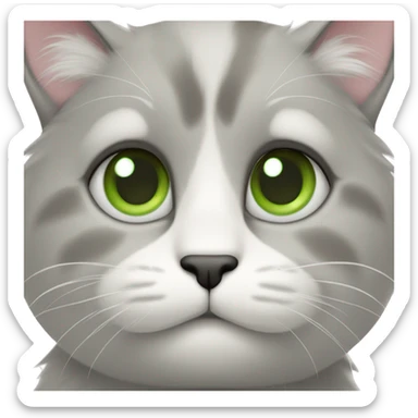 cat with white fur and gray fur on snout and cheeks, light green eyes  sticker
