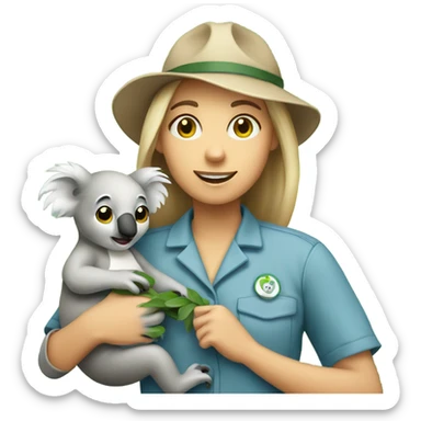 zookeeper holding koala sticker