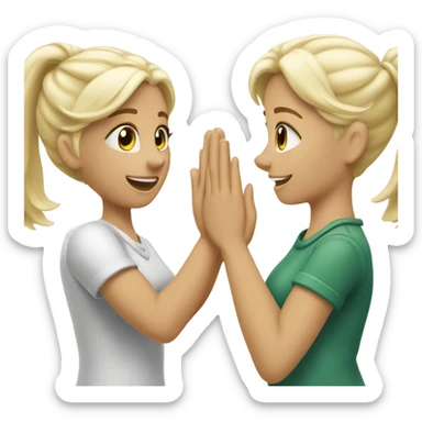 Two white blonde girls hi five  sticker