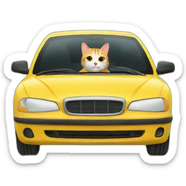 cat in car in fir sticker