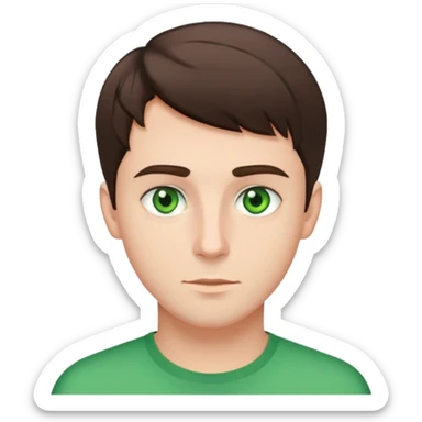 Guy with short brunette hair with green eyes sticker