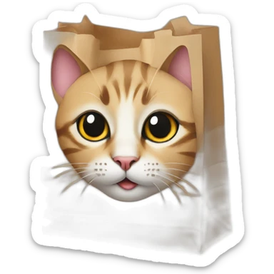 Cat in paper bag sticker