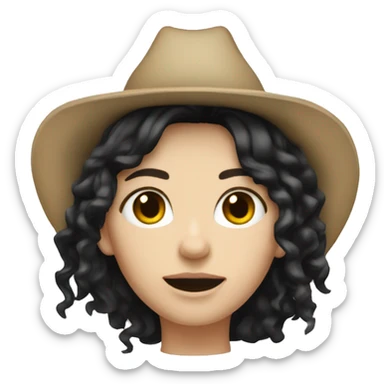 Black hair pale skin cowgirl  sticker