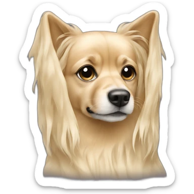 Small blonde long haired dog poncho sticker