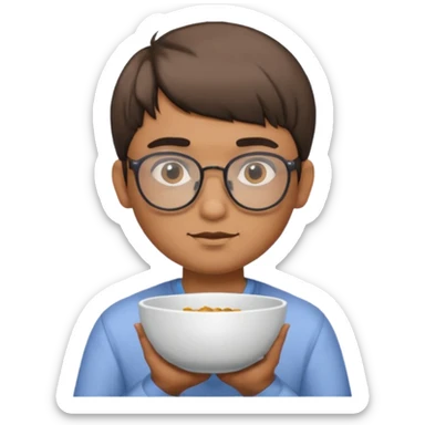 Indian guy with glasses and a bowl cut sticker