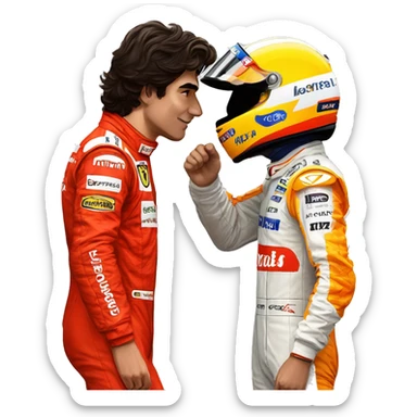 Carlos sainz from ferrari kissing lando Norris from mclaren sticker