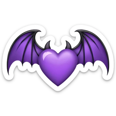 heart with purple gothic bat wings sticker