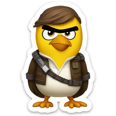 yellow angry bird dressed as han solo sticker