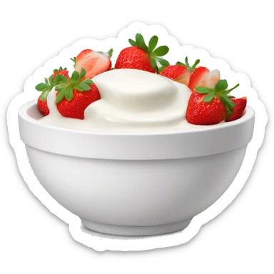 White bowl with yogurt and strawberries on top  sticker