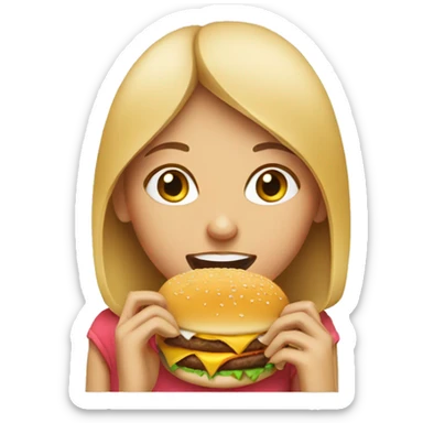 girl eating a burger sticker