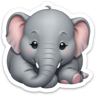 Meme-Worthy Cute Sleeping Elephant Portrait Emoji, Head resting peacefully with a contented smile, showcasing a massive, gentle build and a luxuriously soft gray hide, eyes shut in a serene, restful nap, Simplified yet hilariously adorable features, highly detailed, glowing with a soft, drowsy light, high shine, relaxed and utterly lovable, stylized with an air of playful laziness, bright and heartwarming, soft glowing outline, capturing the essence of a comically sleepy elephant, so meme-worthy it feels like it could instantly become the next viral sensation of adorable slumber! sticker