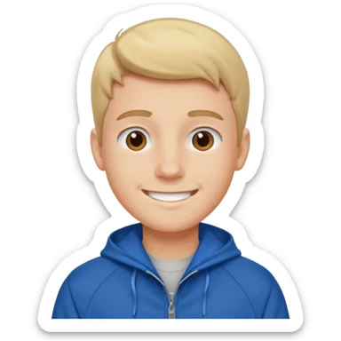 college boy with blue college jacket sticker