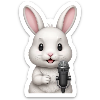 white bunnie singing to mic sticker
