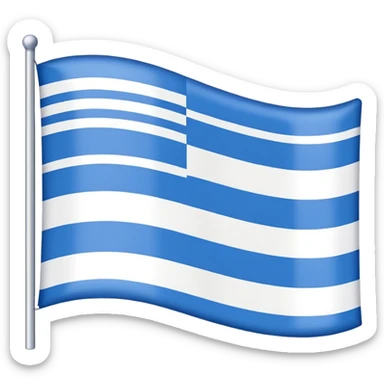 emoji Flag with 3 simple  horizontal lines: white, blue, white, equal one to another sticker