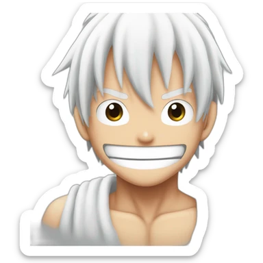 Luffy face gear 5 white hair sticker