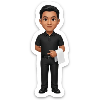 Filipino man black polo shirt and black pants and shoes event marshal sticker