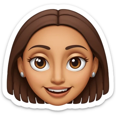 brown Maori female face doing a female pukana, big eyes and upside down smile sticker
