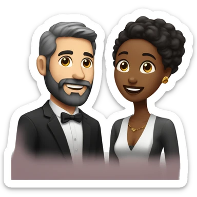 Bearded Jewish man and black woman on date sticker