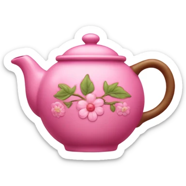 Pink teapot with with decorated trees and flowers  sticker