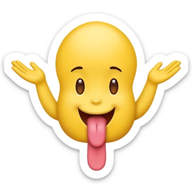  emoji with tongue out and hands on the side sticker