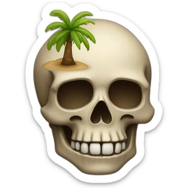 an island in the form of a skull sticker
