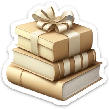 a stack of beautiful beige books with a gift white sticker