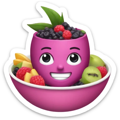Pink Acai in a bowl with fruit  sticker