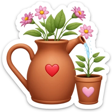 i want a watering jug with legs watering 3 plans in increasing height with hearts in the flowers sticker