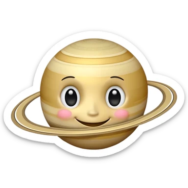 Saturn planet with rings and a cute smiling face sticker
