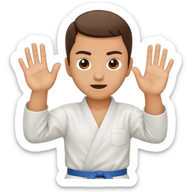 hand emoji in a karate chop pose, palm flat, fingers together, dynamic motion sticker