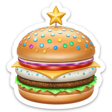 glitter white hamburguer sticker