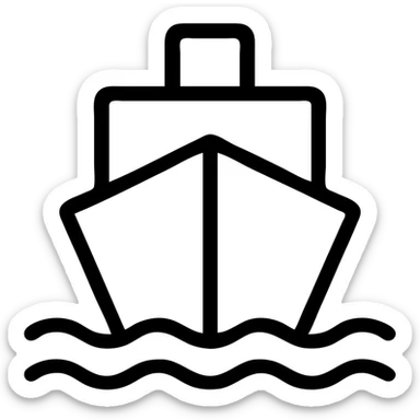 simple ship icon, minimalist and bold, clean black outlines, no fill, modern icon style sticker