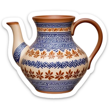 Cinematic Realistic image of a piece of Bolesławiec pottery, rendered with intricate, hand-painted designs and detailed textures, set against a softly illuminated backdrop that highlights its artisanal beauty sticker