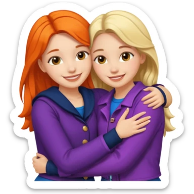 Girl hug a girl friend european bold sticker