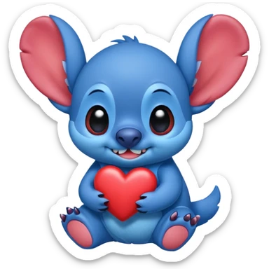 Stich carrying a hart  sticker