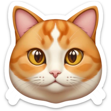 calico cat with cute slim face, small head, hazel eyes, and short but chubby body sticker