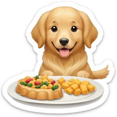 dog with a plate of food sticker