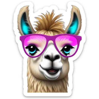 Flamboyant llama with neon eyes sticker