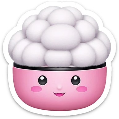 makeup powder puff with pink handle and soft white puff sticker