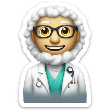 Humanoid ram in a labcoat smiling  sticker