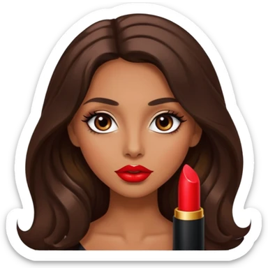 big dark eyes and tanned skin brown hair glamorous long hair sticker