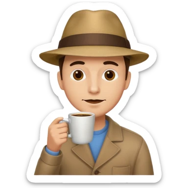 glasses man drink coffe with hat  sticker