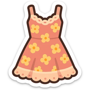 frilly lacey floral pink summer sundress, flat twitter-style emoji sticker