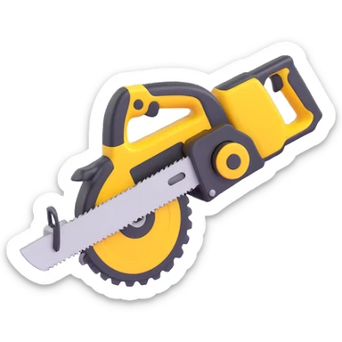 create a 3d saw image using a combination of black and yellow colors sticker