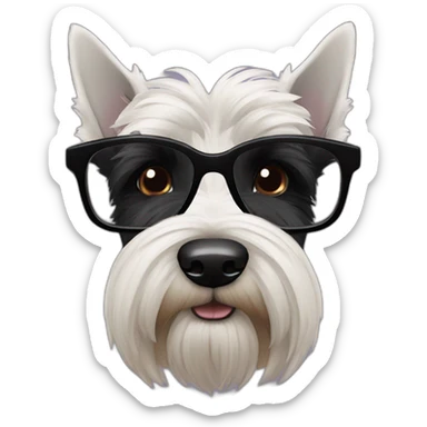 black senior Scottish terrier glasses black sticker