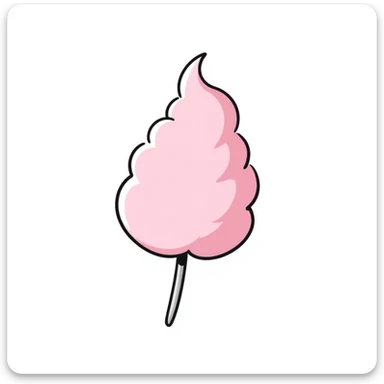 fluffy, smooth cotton candy in pastel pink, hand drawn doodle style sticker
